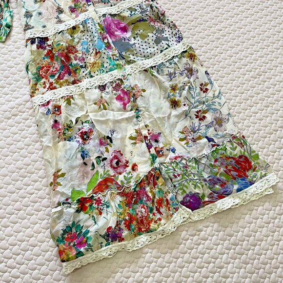 $445 NWOT Johnny Was MILANA Lace Trim FLORAL Maxi Dress Women Size S Long Sleeve - Picture 6 of 16